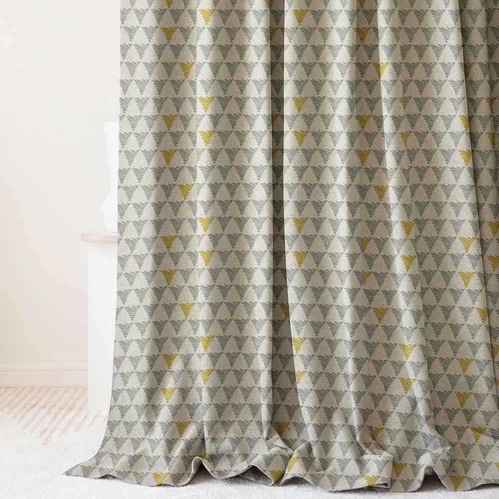 Elegant Geometric  Print Room Darkening Curtain - Set of 2 - DS338D