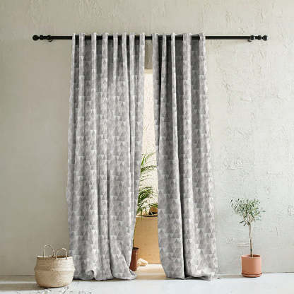 Elegant Geometric  Print Room Darkening Curtain - Set of 2 - DS339A