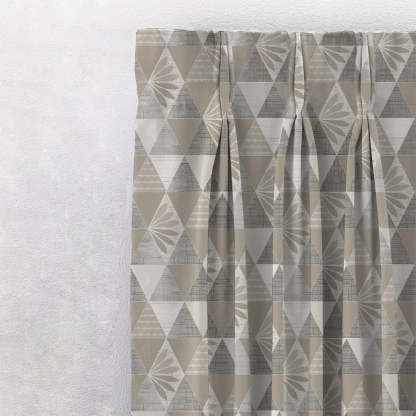 Petal Prism Geometric Cream Beige Heavy Satin Blackout curtains Set Of 2 - (DS339E)