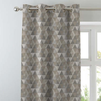 Petal Prism Geometric Cream Beige Heavy Satin Blackout curtains Set Of 2 - (DS339E)
