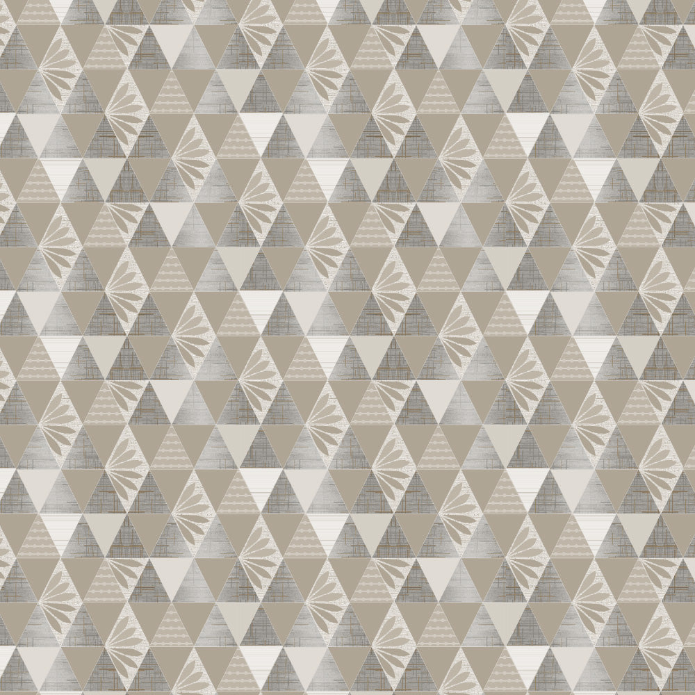 Petal Prism Geometric Cream Beige Heavy Satin Blackout curtains Set Of 2 - (DS339E)