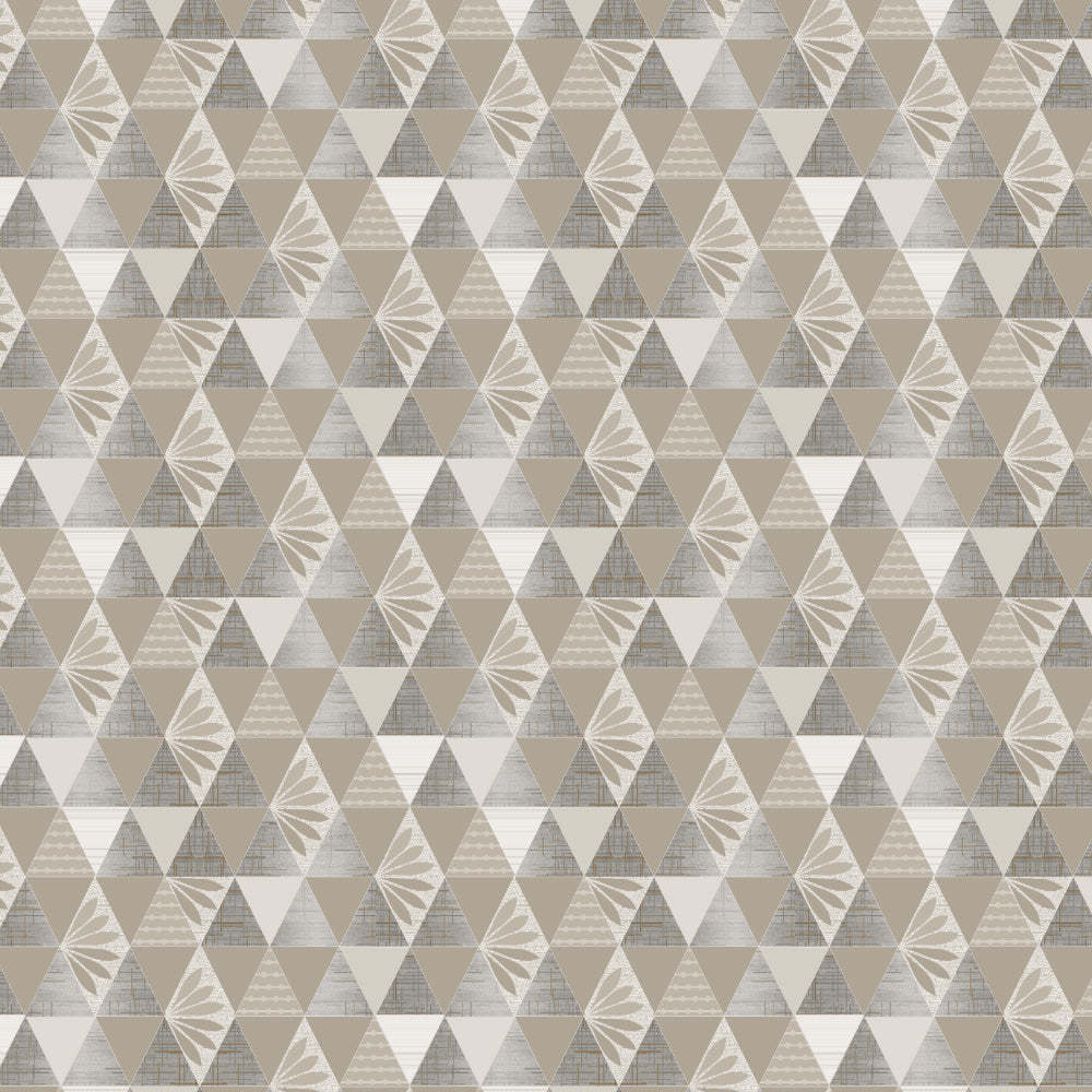 Petal Prism Geometric Cream Beige Heavy Satin Blackout curtains Set Of 2 - (DS339E)