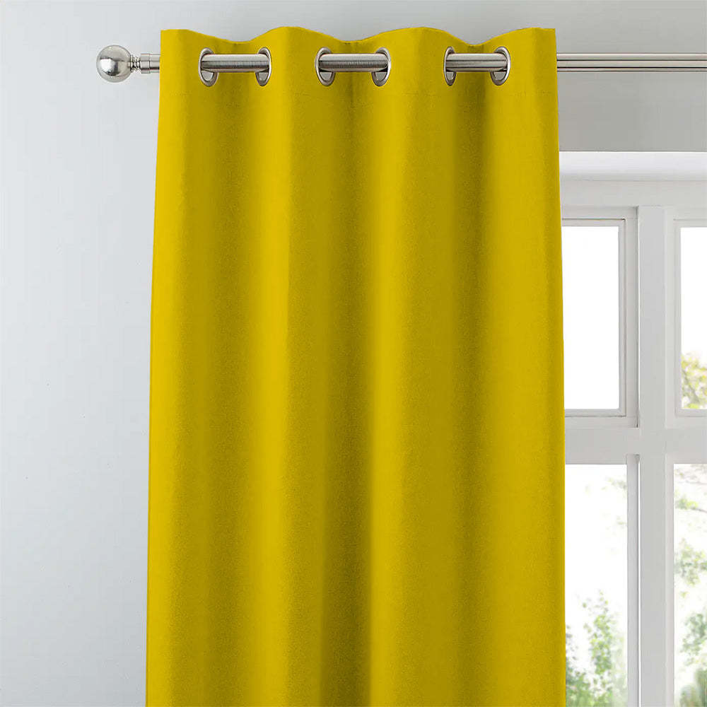 Jacquard Room Darkening Curtains in Cyber Yellow Set Of 2 - (P34)