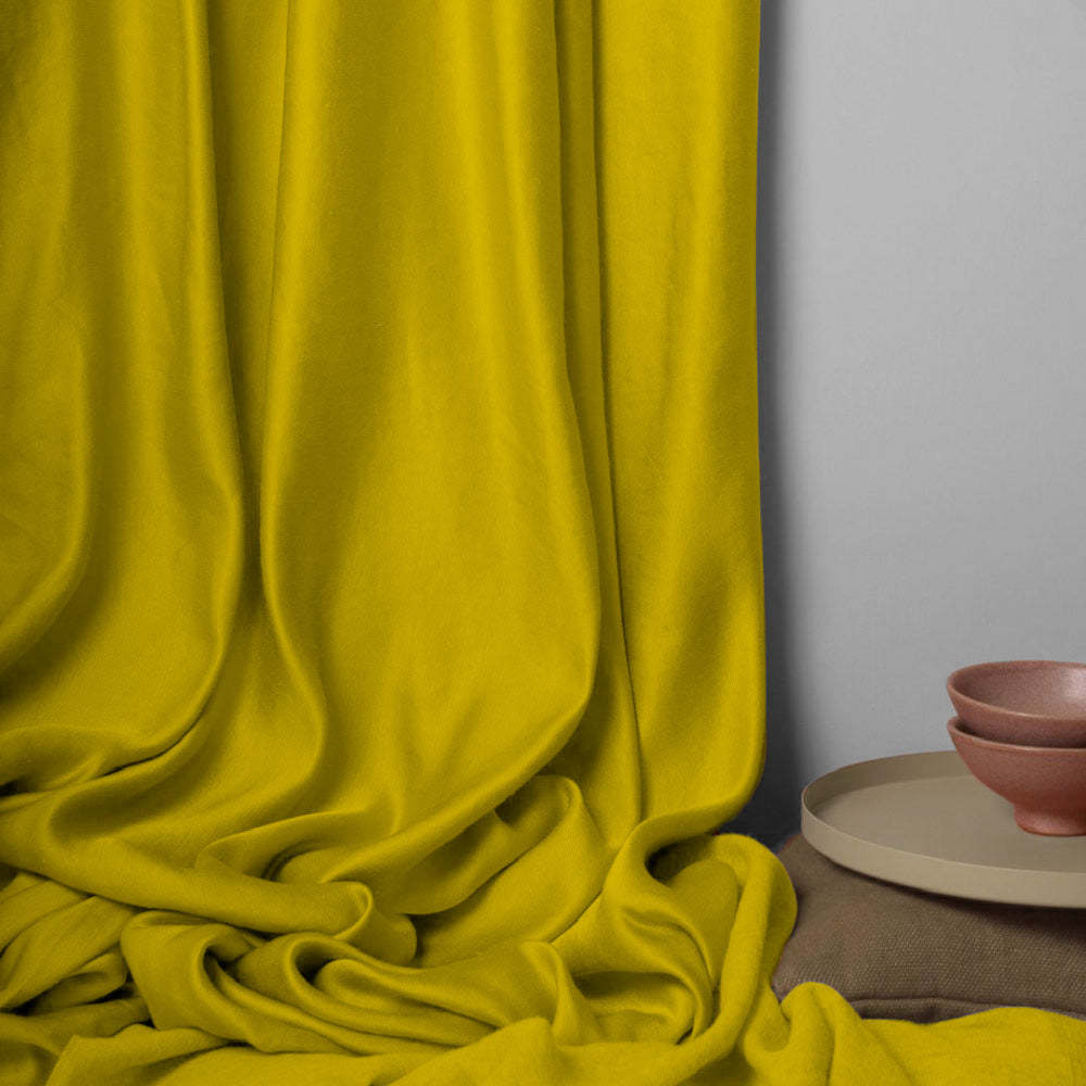 Jacquard Room Darkening Curtains in Cyber Yellow Set Of 2 - (P34)