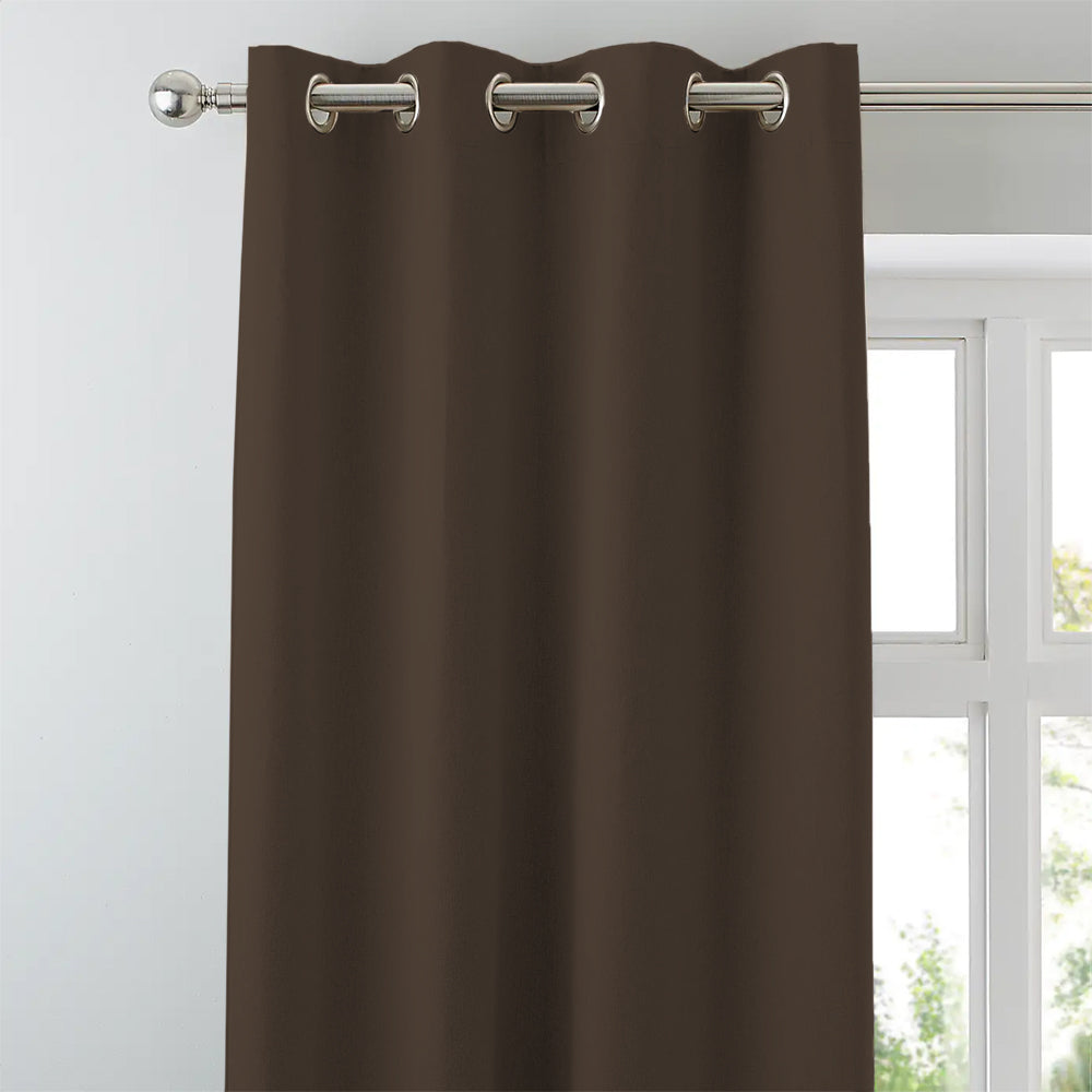 Jacquard Room Darkening Curtains in Oak Brown Set Of 2 - (P340)