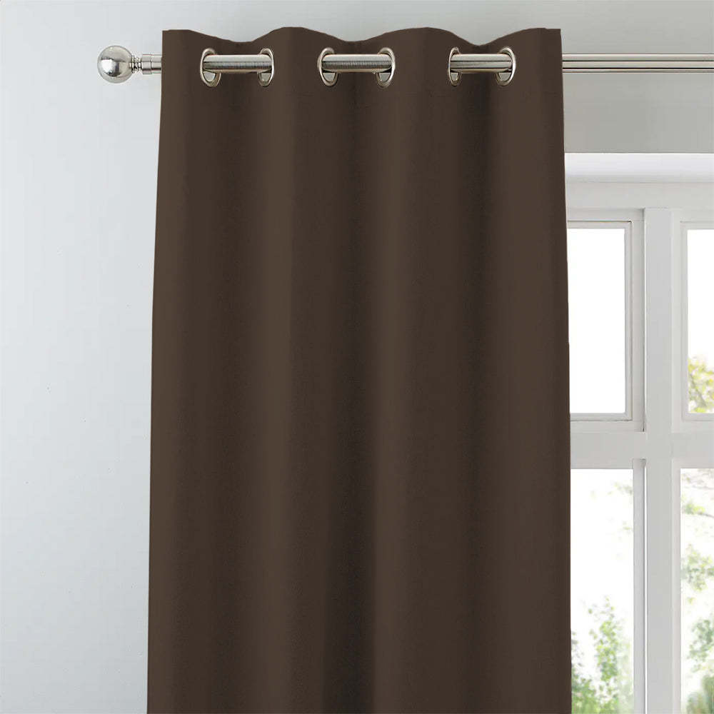 Jacquard Room Darkening Curtains in Oak Brown Set Of 2 - (P340)