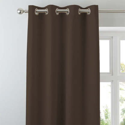 Jacquard Room Darkening Curtains in Oak Brown Set Of 2 - (P340)