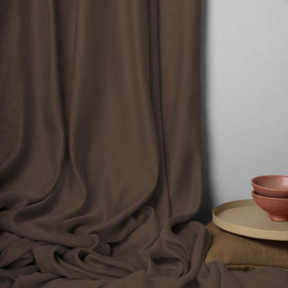 Jacquard Room Darkening Curtains in Oak Brown Set Of 2 - (P340)