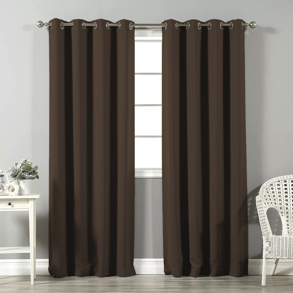 Jacquard Room Darkening Curtains in Oak Brown Set Of 2 - (P340)
