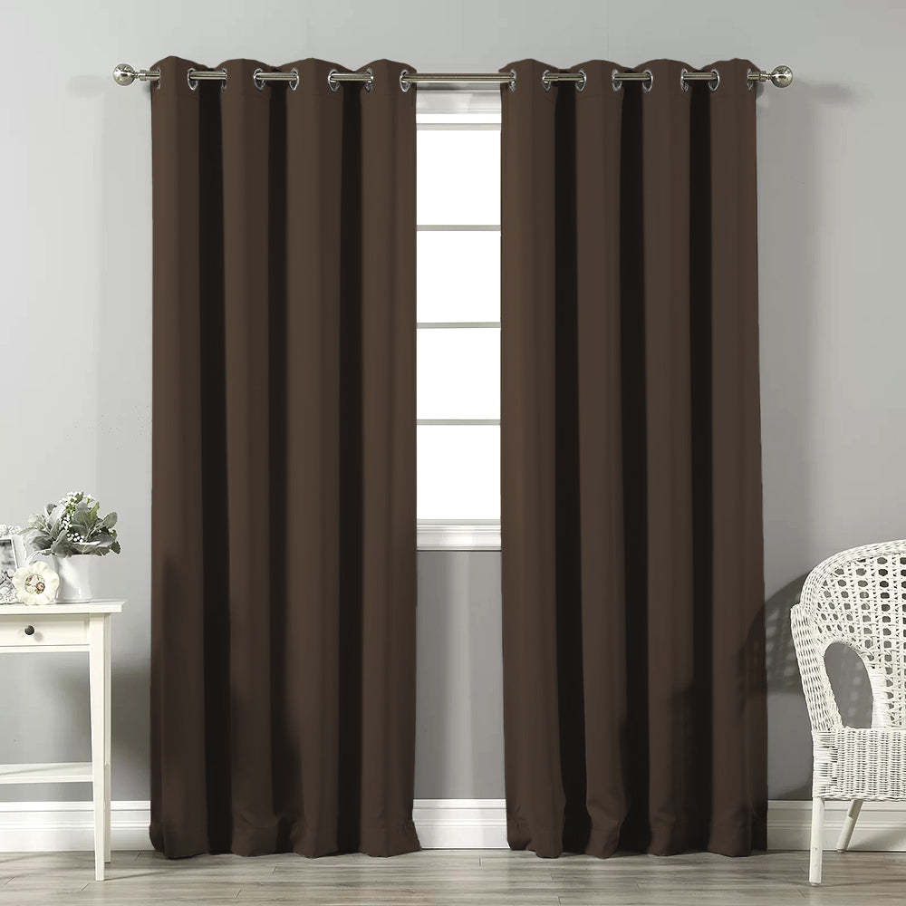 Jacquard Room Darkening Curtains in Oak Brown Set Of 2 - (P340)