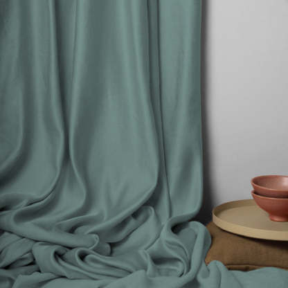 Jacquard Room Darkening Curtains in Cambridge Blue Set Of 2 - (P341)