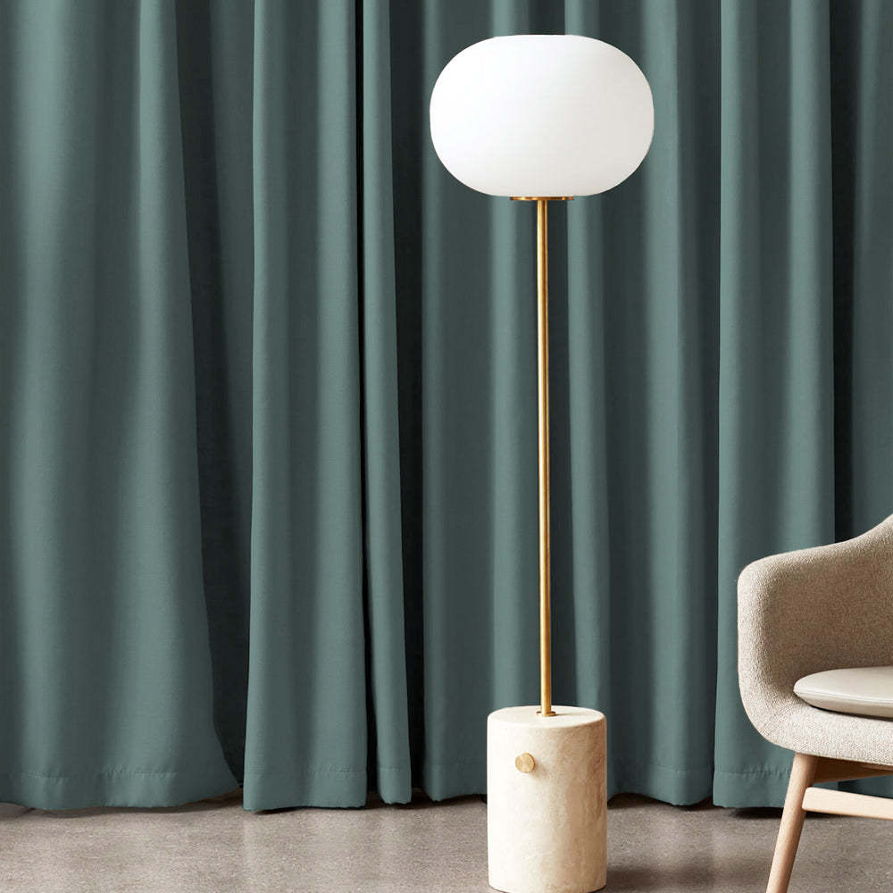 Jacquard Room Darkening Curtains in Cambridge Blue Set Of 2 - (P341)