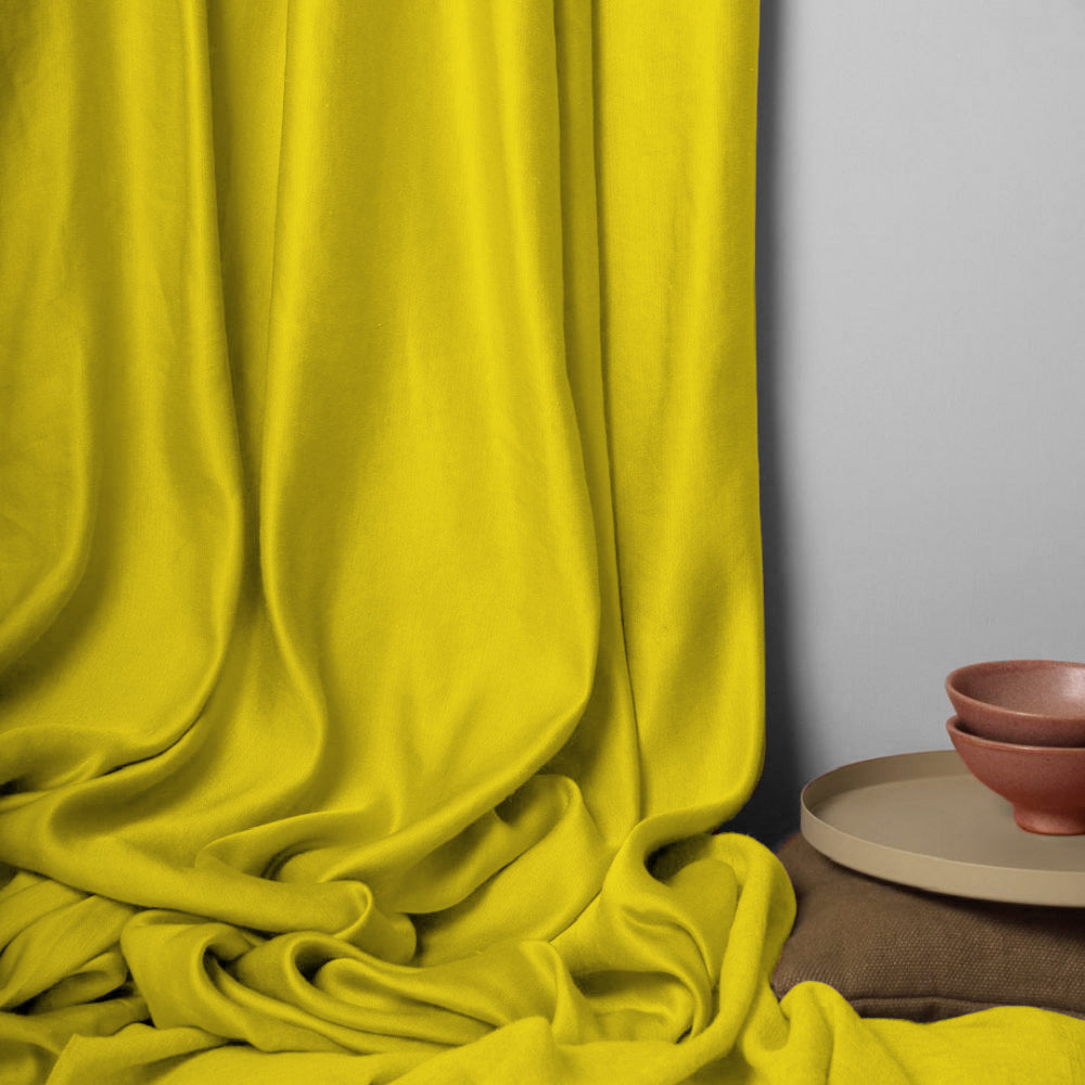 Jacquard Room Darkening Curtains in Banana yellow Set Of 2 - (P342)
