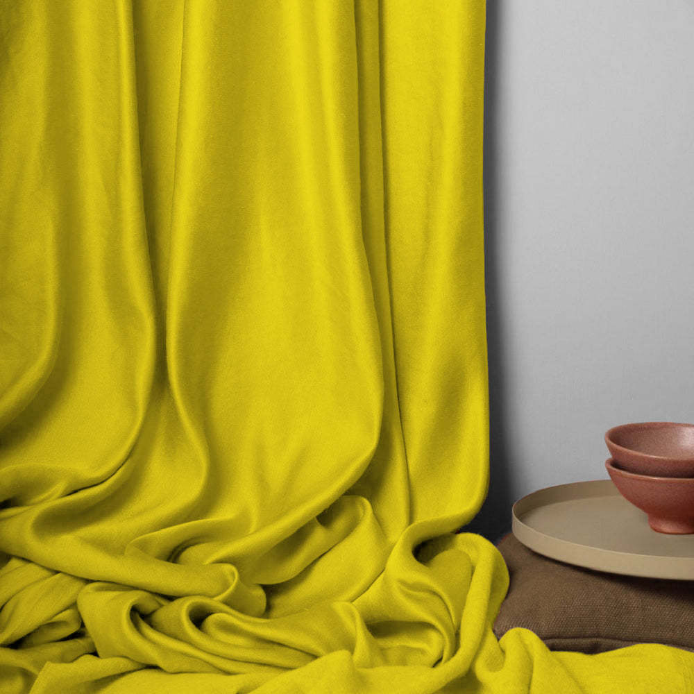 Jacquard Room Darkening Curtains in Banana yellow Set Of 2 - (P342)
