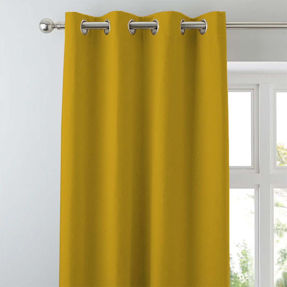 Jacquard Room Darkening Curtains in Corn Yellow Set Of 2 - (P343)