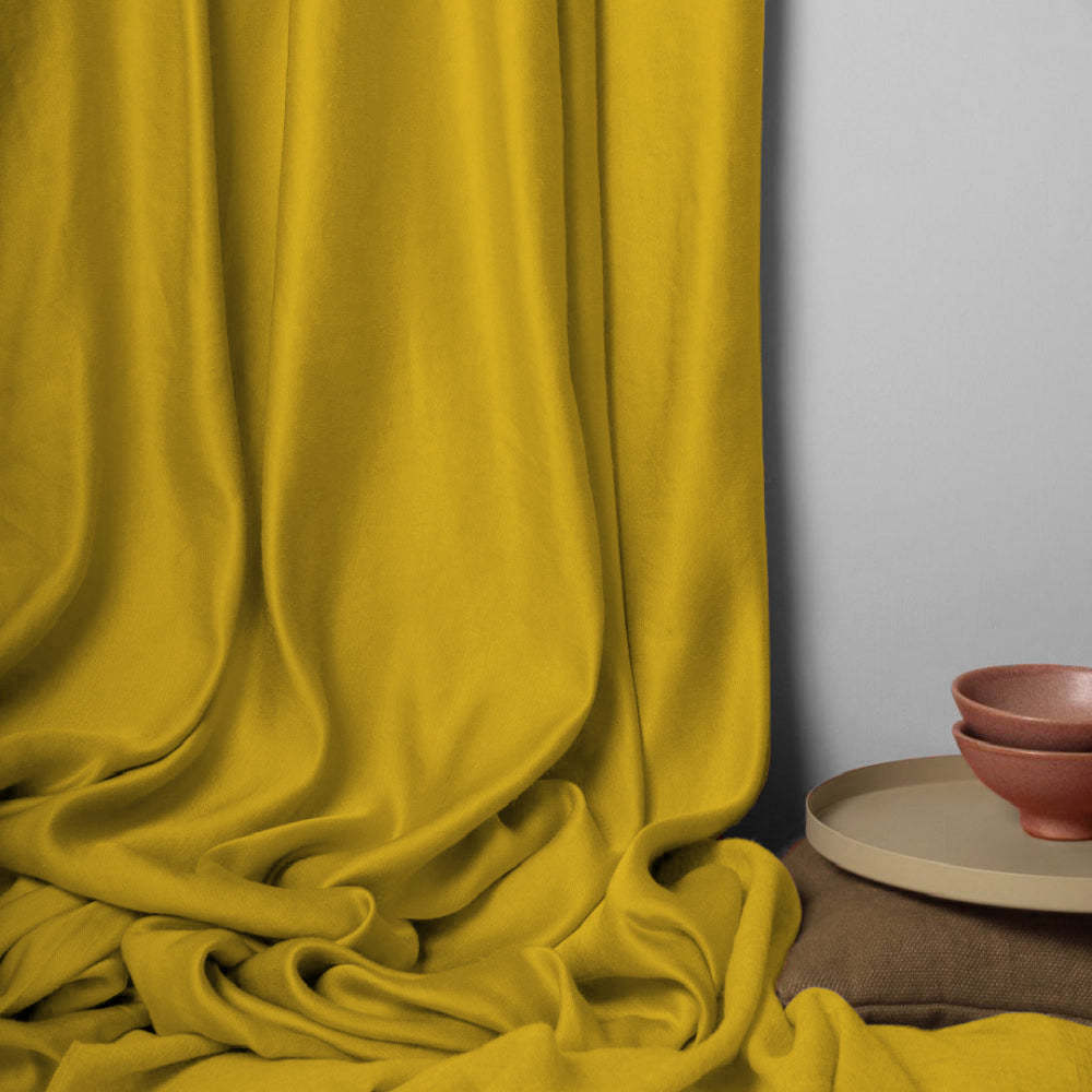 Jacquard Room Darkening Curtains in Corn Yellow Set Of 2 - (P343)