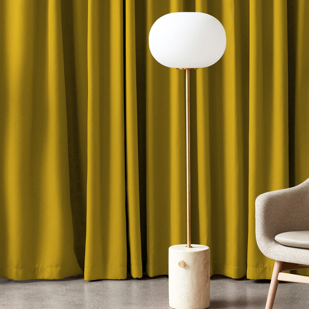 Jacquard Room Darkening Curtains in Corn Yellow Set Of 2 - (P343)