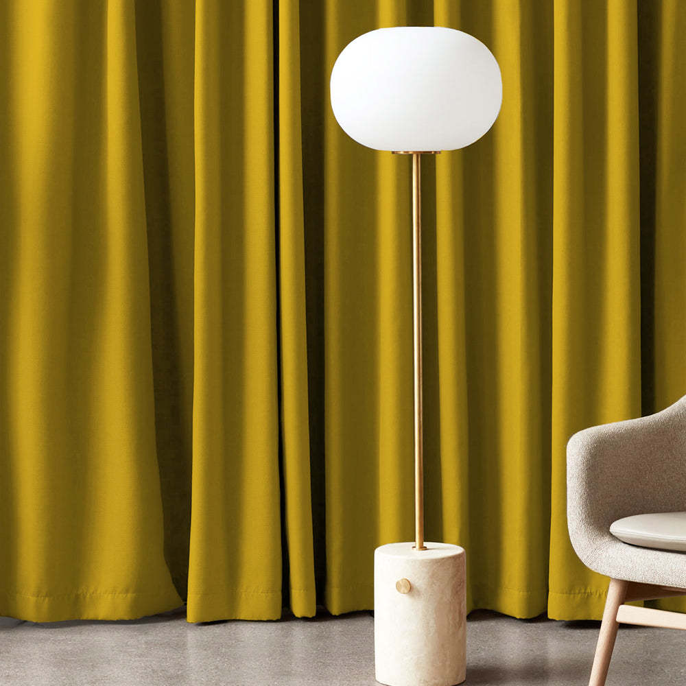 Jacquard Room Darkening Curtains in Corn Yellow Set Of 2 - (P343)