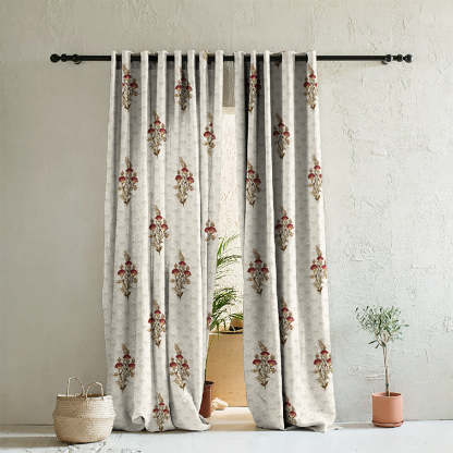Elegant Ethenic  Print Room Darkening Curtain Set of 2 - DS343A