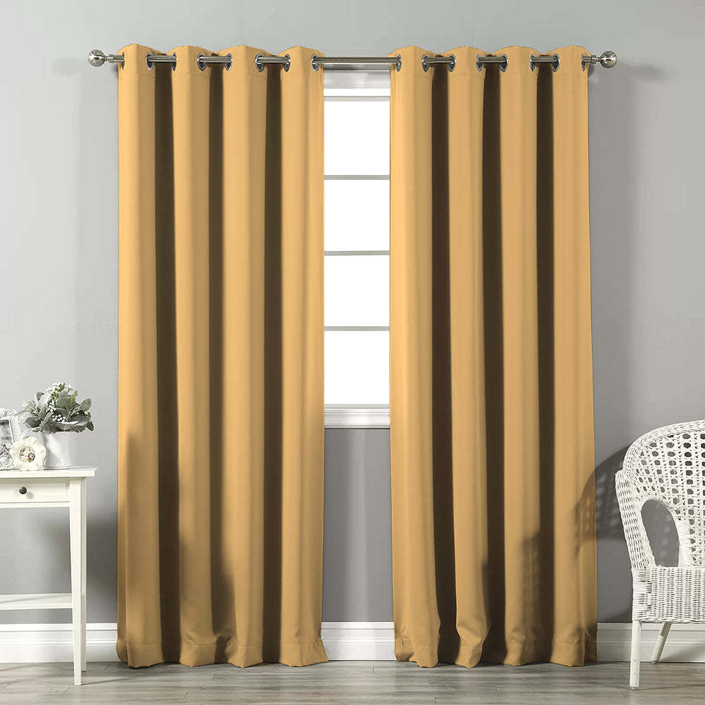 Jacquard Room Darkening Curtains in Curry Orange Set Of 2 - (P344)