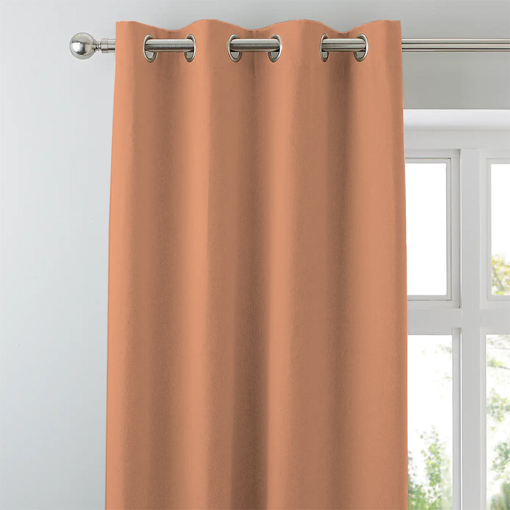 Jacquard Room Darkening Curtains in Poppy Orange Set Of 2 - (P345)