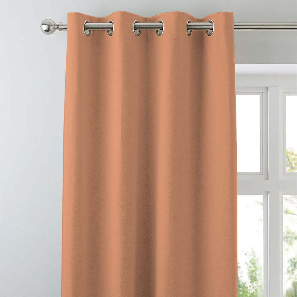 Jacquard Room Darkening Curtains in Poppy Orange Set Of 2 - (P345)