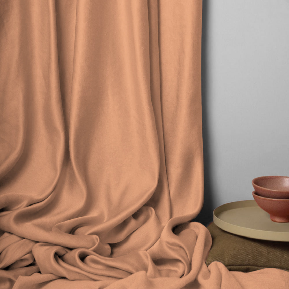 Jacquard Room Darkening Curtains in Poppy Orange Set Of 2 - (P345)