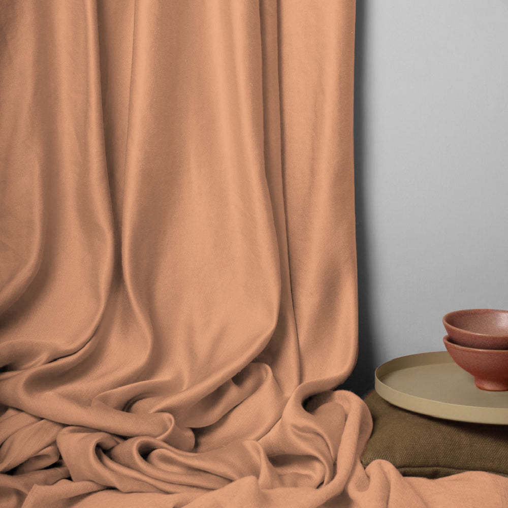 Jacquard Room Darkening Curtains in Poppy Orange Set Of 2 - (P345)