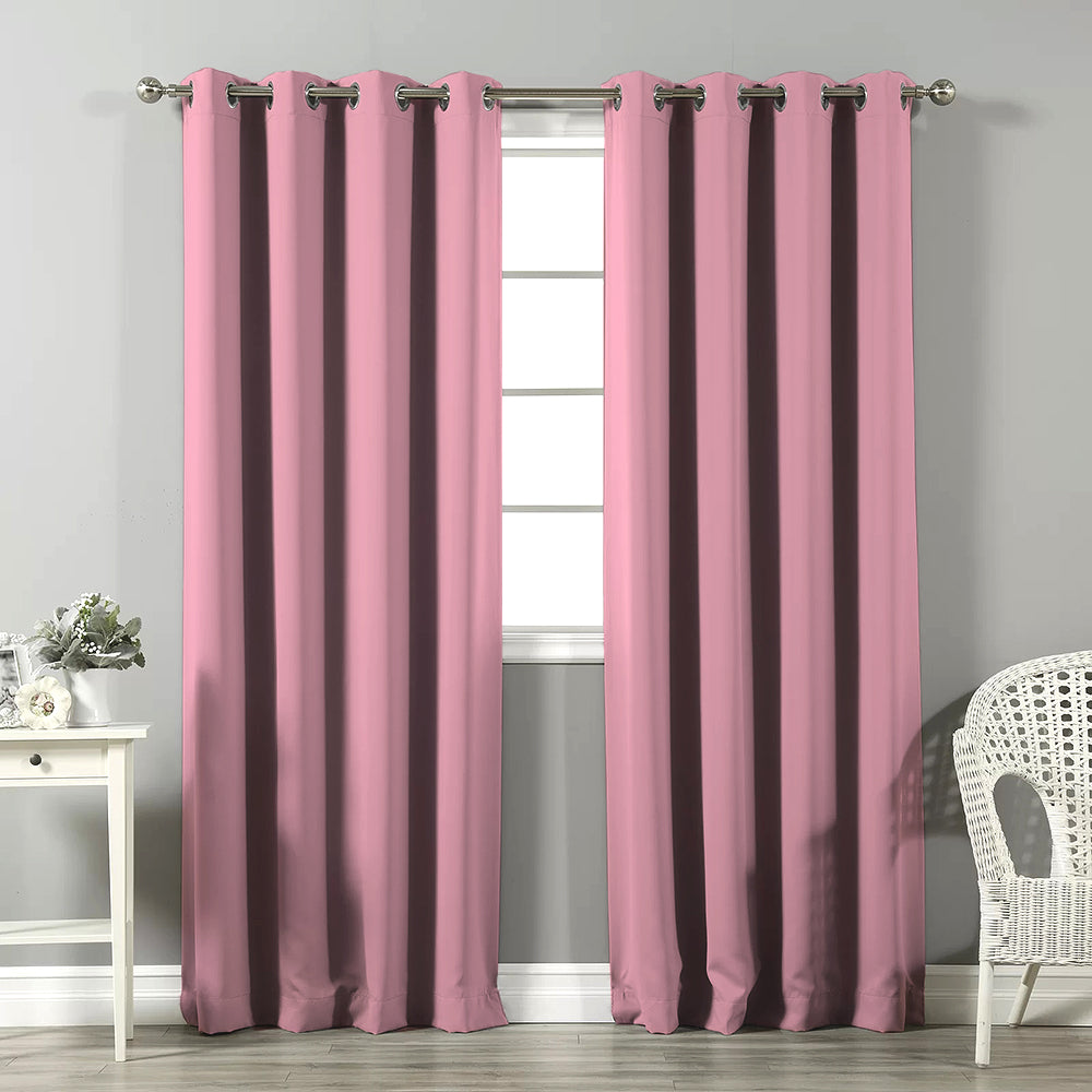 Jacquard Room Darkening Curtains in Light Pink Set Of 2 - (P346)