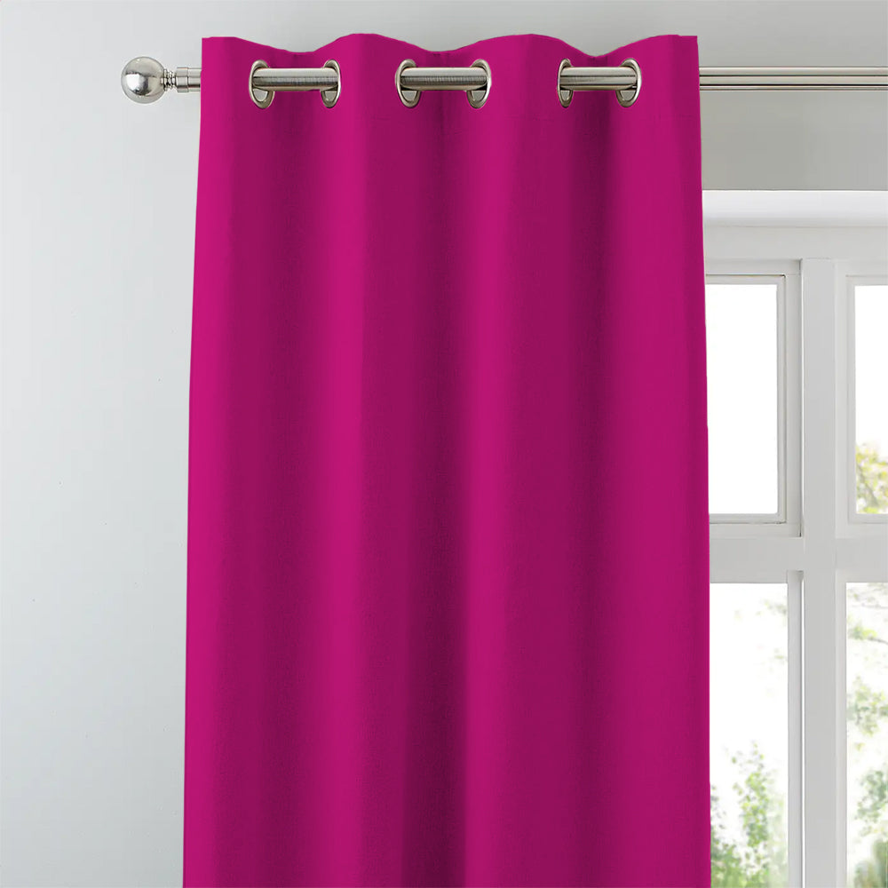 Jacquard Room Darkening Curtains in Bright Pink Set Of 2 - (P348)