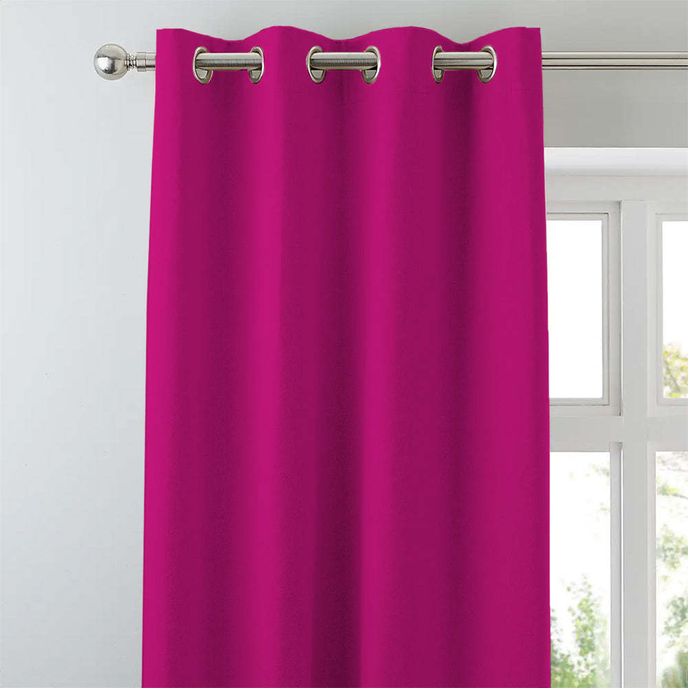 Jacquard Room Darkening Curtains in Bright Pink Set Of 2 - (P348)