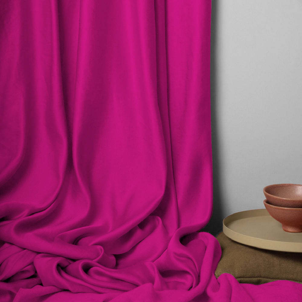 Jacquard Room Darkening Curtains in Bright Pink Set Of 2 - (P348)