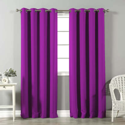 Jacquard Room Darkening Curtains in Lollipop Purple Set Of 2 - (P349)