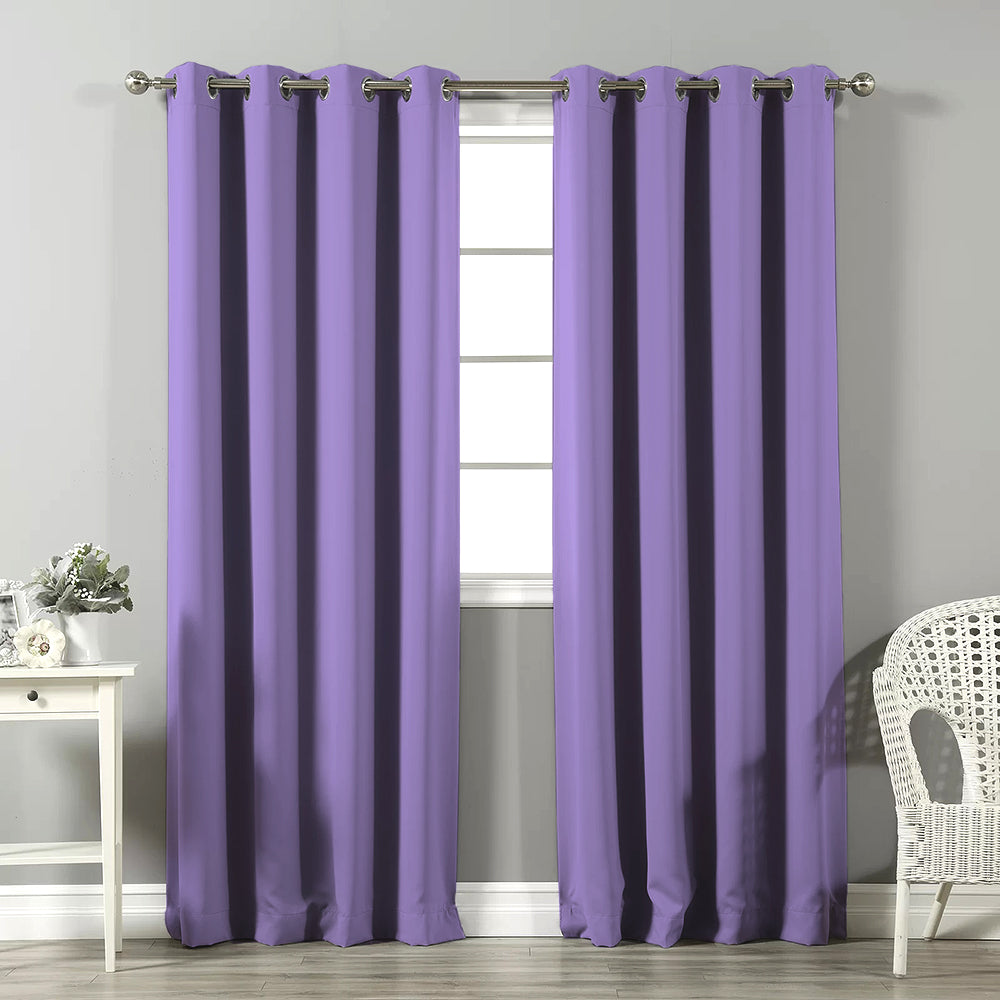 Jacquard Room Darkening Curtains in Iris Purple Set Of 2 - (P350)