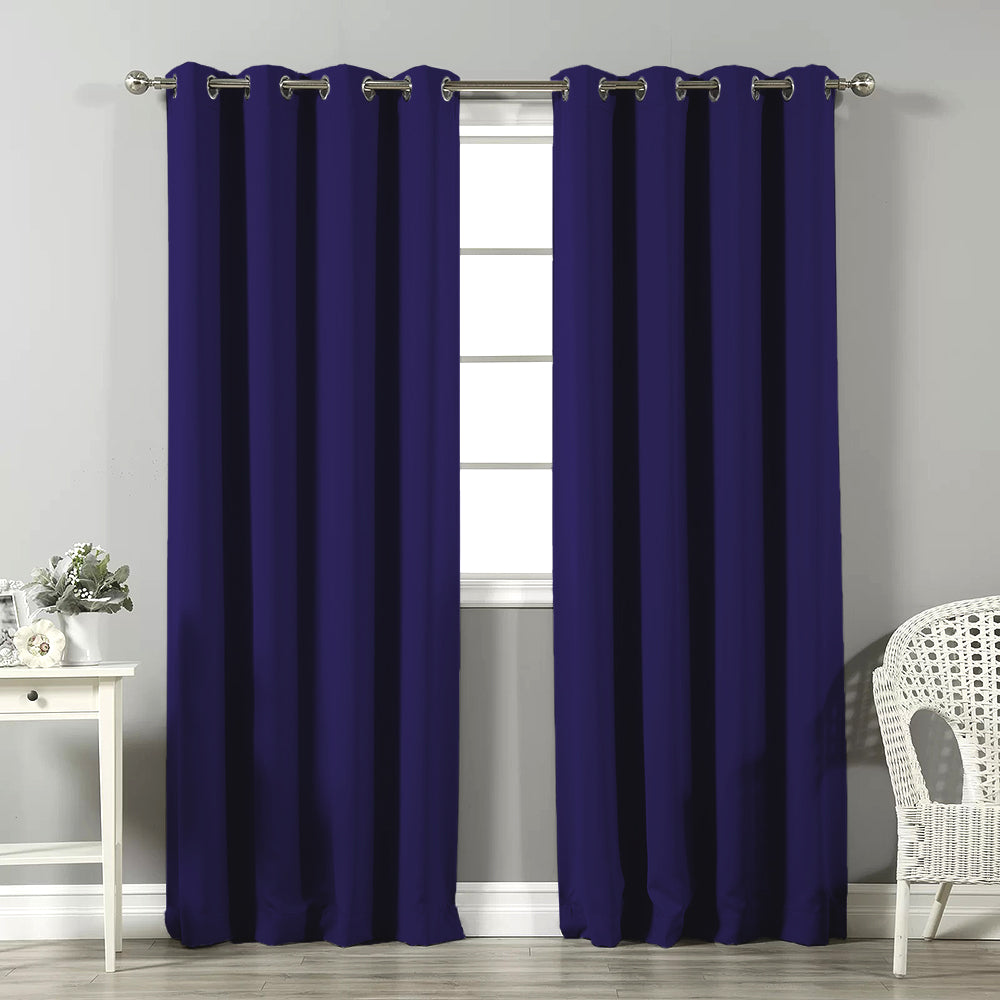Jacquard Room Darkening Curtains in Midnight Blue Set Of 2 - (P351)