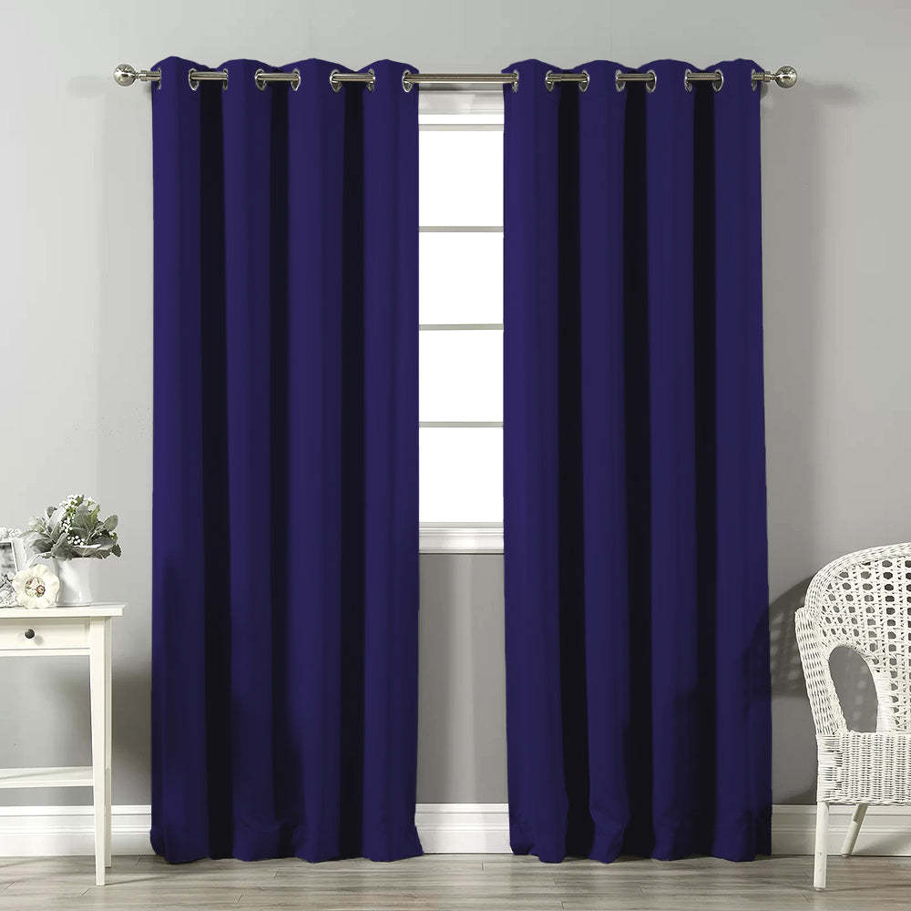 Jacquard Room Darkening Curtains in Midnight Blue Set Of 2 - (P351)