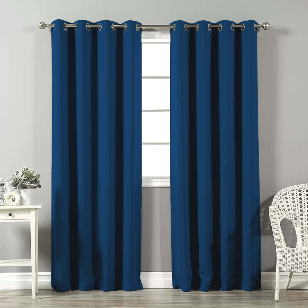 Jacquard Room Darkening Curtains in Moonseed Blue Set Of 2 - (P352)