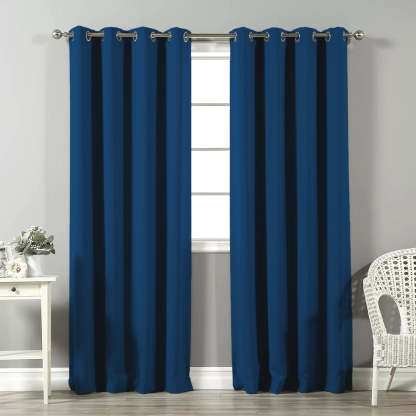 Jacquard Room Darkening Curtains in Moonseed Blue Set Of 2 - (P352)