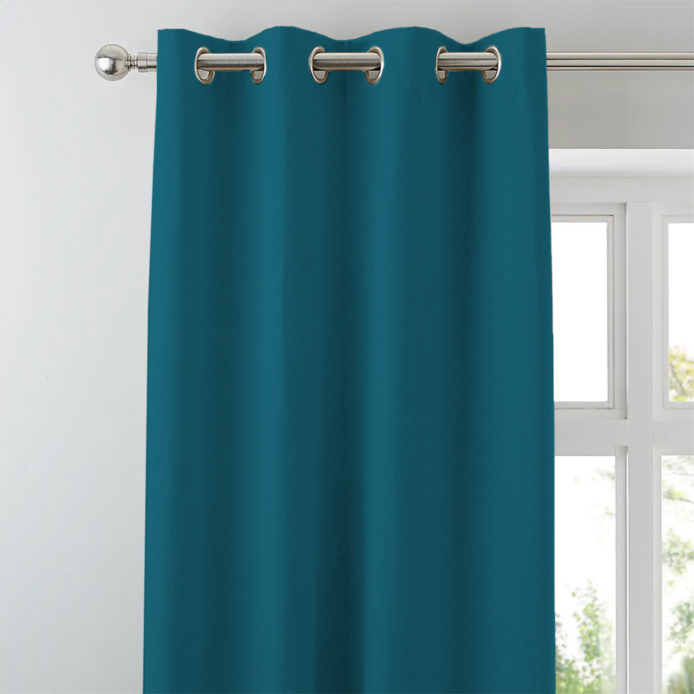 Jacquard Room Darkening Curtains in Teal Blue Set Of 2 - (P353)