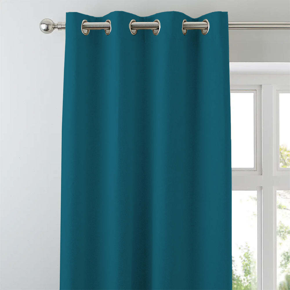 Jacquard Room Darkening Curtains in Teal Blue Set Of 2 - (P353)