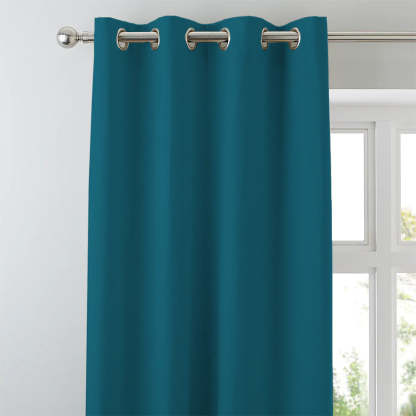 Jacquard Room Darkening Curtains in Teal Blue Set Of 2 - (P353)