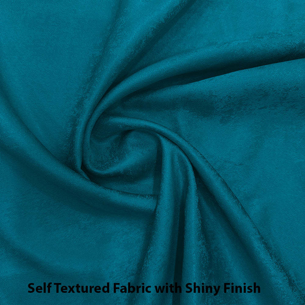 Jacquard Room Darkening Curtains in Teal Blue Set Of 2 - (P353)