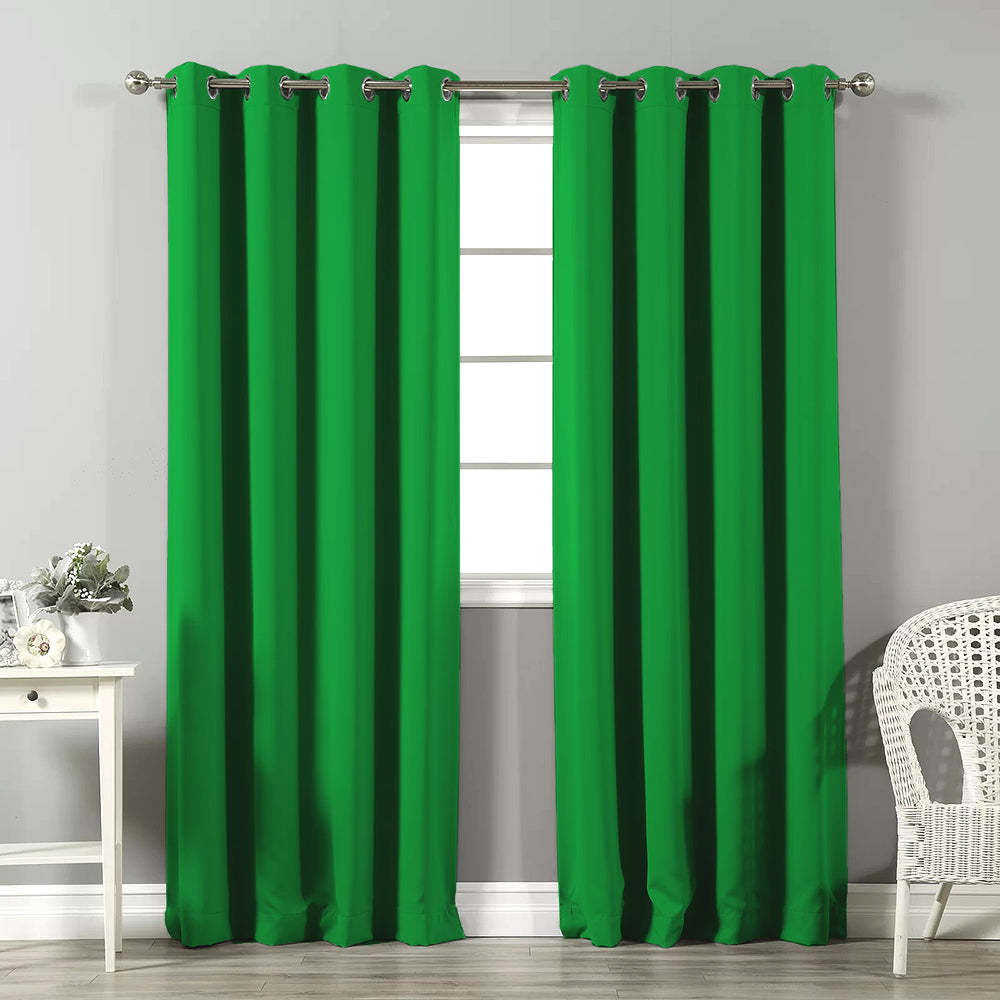 Jacquard Room Darkening Curtains in May Green Set Of 2 - (P355)
