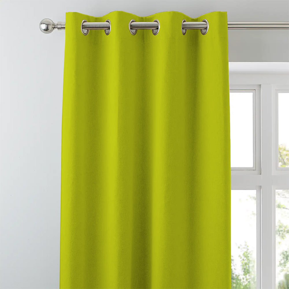 Jacquard Room Darkening Curtains in Neon Green Set Of 2 - (P356)
