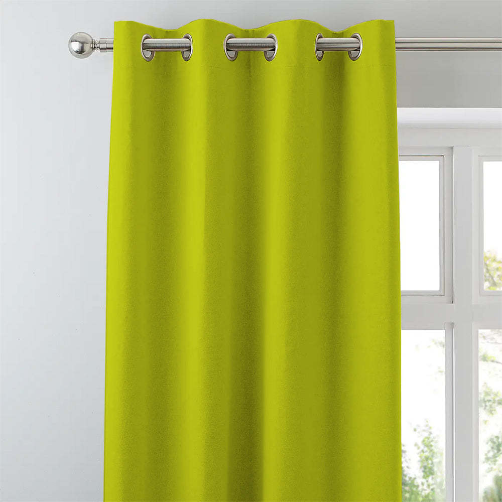Jacquard Room Darkening Curtains in Neon Green Set Of 2 - (P356)