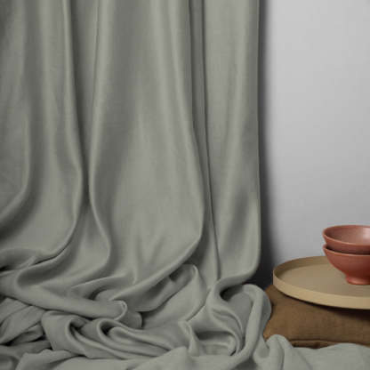 Jacquard Room Darkening Curtains in Stone Grey Set Of 2 - (P357)