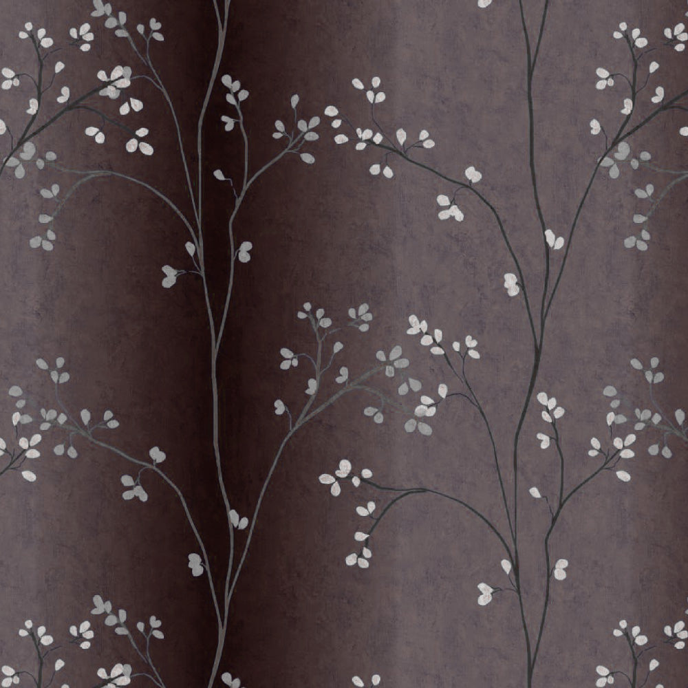 Mini Floral Trellis Floral Chocolate Brown Heavy Satin Blackout curtains Set Of 2 - (DS357C)