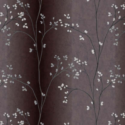 Mini Floral Trellis Floral Chocolate Brown Heavy Satin Blackout curtains Set Of 2 - (DS357C)
