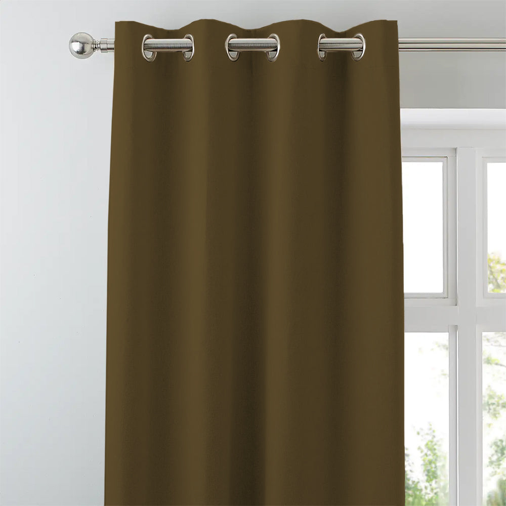 Jacquard Room Darkening Curtains in Coffee Brown Set Of 2 - (P358)