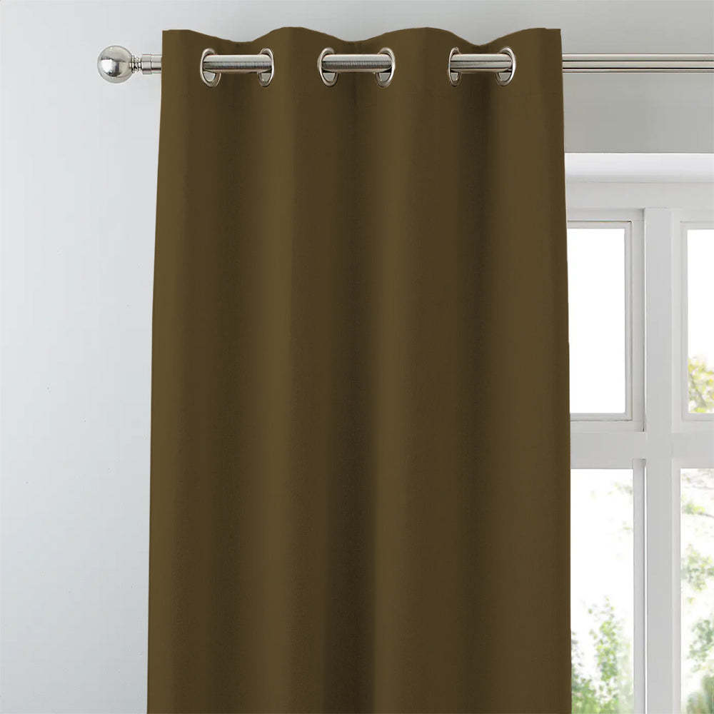 Jacquard Room Darkening Curtains in Coffee Brown Set Of 2 - (P358)